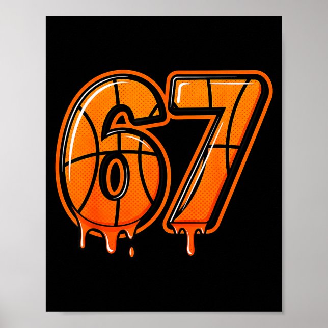 Poster Funny Six Seven 67 Meme Gen Alpha 67 Basketball Fo (Frente)