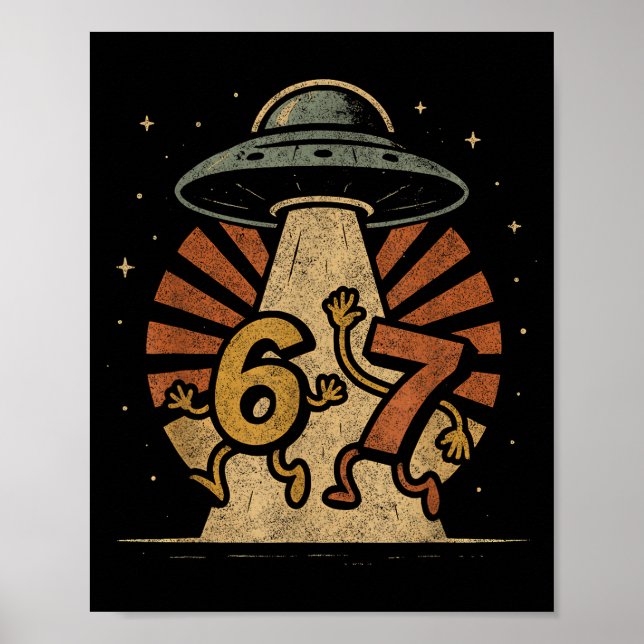 Poster Funny Six Seven 67 Meme Internet Meme Ufo Gen Alph (Frente)