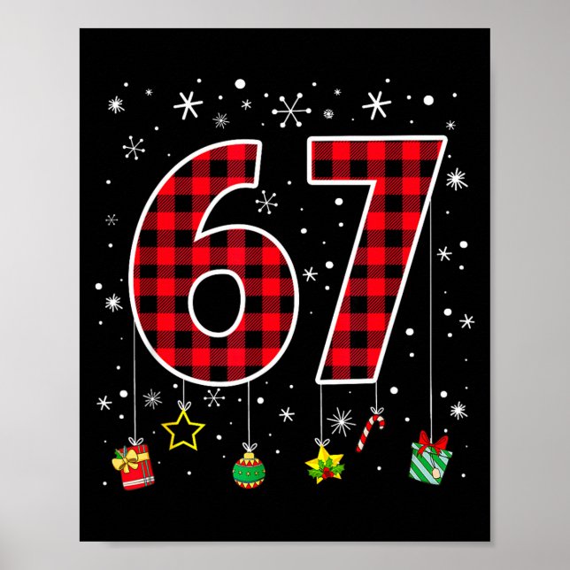 Poster Funny Six Seven 6 7 Meme 67 Christmas Red Plaid Xm (Frente)