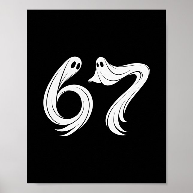 Poster Funny Six Seven 6 7 Meme 67 Design Ghost Halloween (Frente)