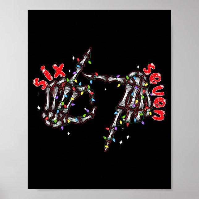 Poster Funny Six Seven 6 7 Meme Couple Christmas Hand Ske (Frente)
