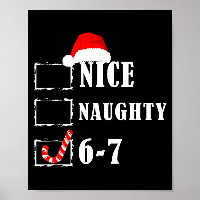 Poster Funny Six Seven 6-7 Meme Nice Naughty 67 Christmas (Frente)
