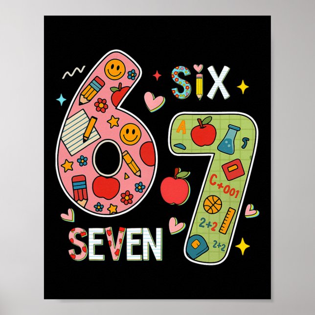 Poster Funny Six Seven 6 7 Meme Teacher Design For Men Wo (Frente)