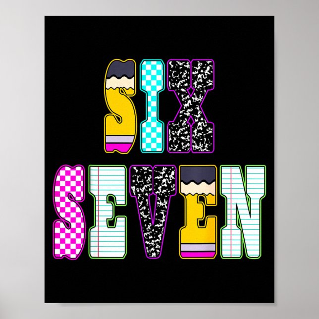 Poster Funny Six Seven 6 7 Meme Teacher Design For Men Wo (Frente)