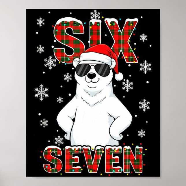 Poster Funny Six Seven Lar Bear Christmas 67 Santa Hat Wi (Frente)