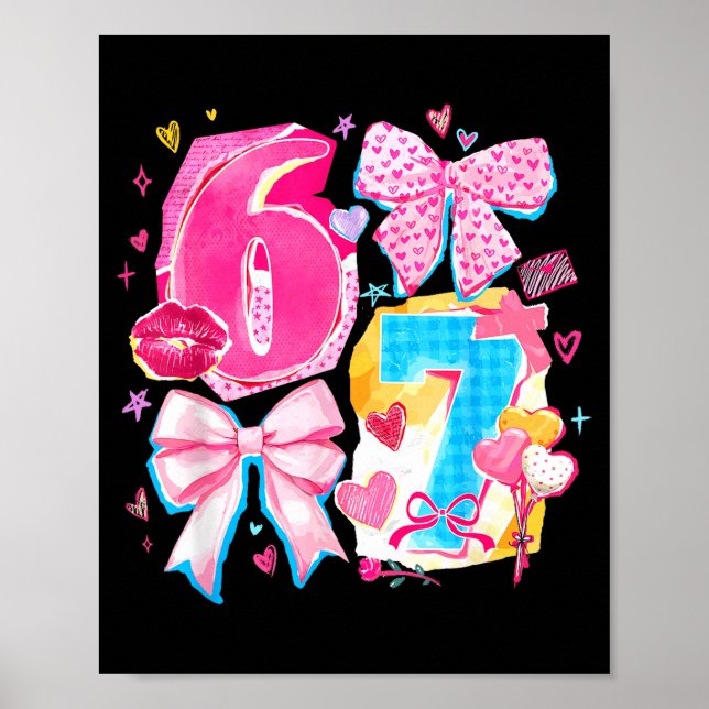 Poster Funny Six Seven Valentine Coquette Bow Preppy Hear (Frente)