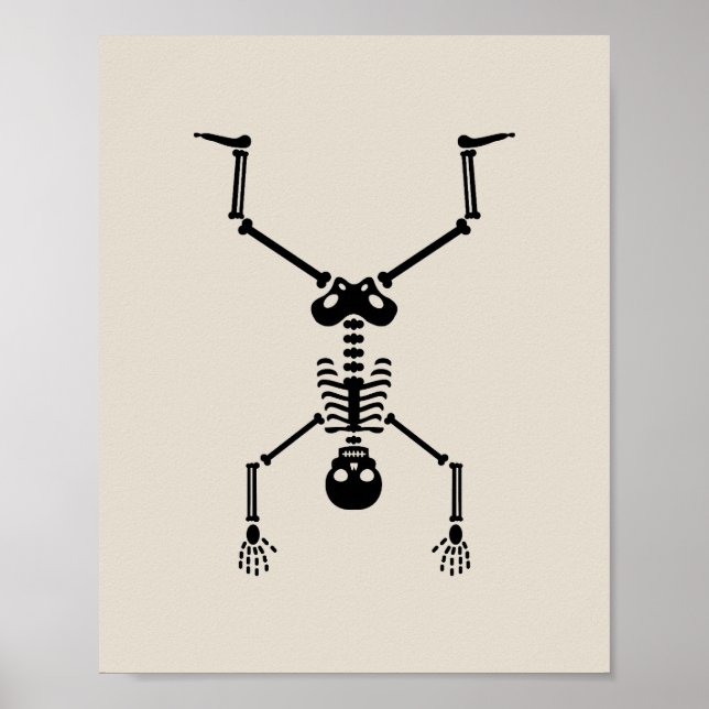 Poster Funny skull doing handstand (Frente)