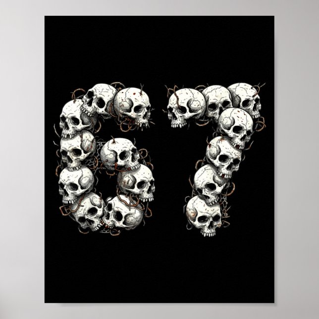 Poster Funny Skulls 6 7 Meme Six Seven Love Halloween  (Frente)