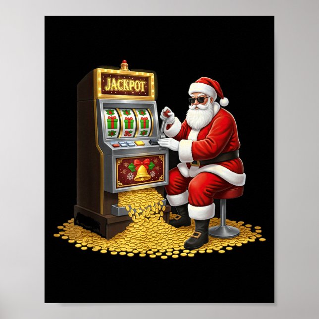 Poster Funny Slot Machine Santa Christmas Graphic Casino  (Frente)