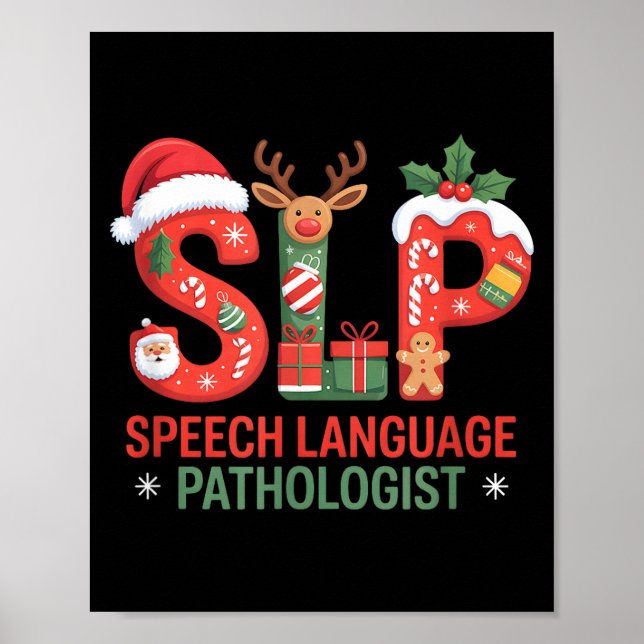 Poster Funny Slp Christmas Speech Language Pathologist Ho (Frente)