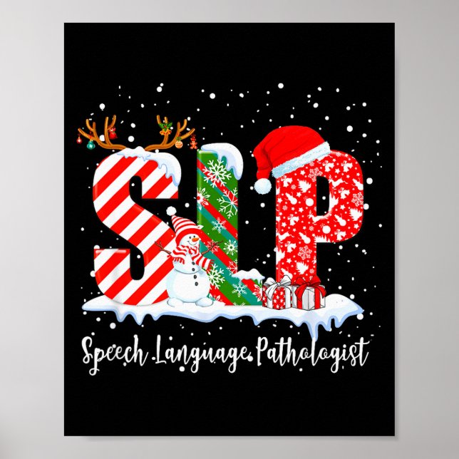 Poster Funny Slp Speech Language Pathologist Santa Christ (Frente)