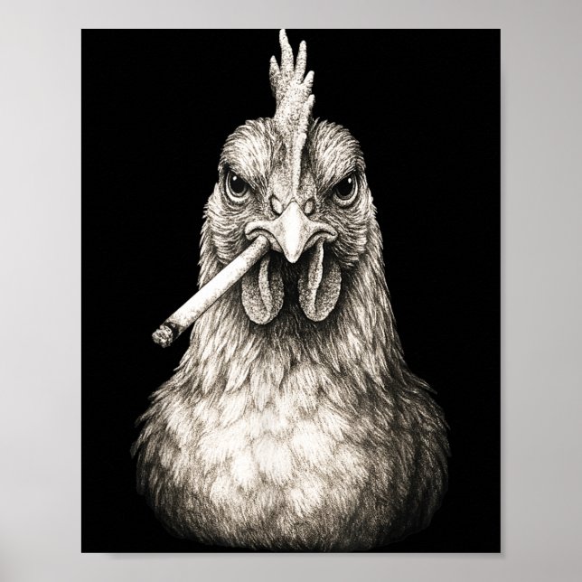 Poster Funny Smoking Chicken Cigarette Gen Z Meme Farm An (Frente)