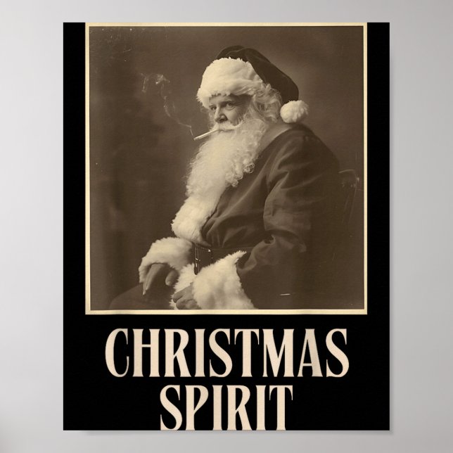 Poster Funny Smoking Santa Claus Christmas Srit Vintage  (Frente)