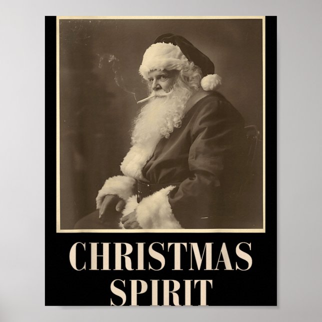 Poster Funny Smoking Santa Claus Christmas Srit Vintage  (Frente)