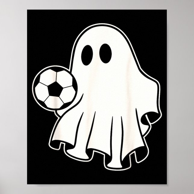 Poster Funny Soccer Ghost Playing Soccer Lovers Halloween (Frente)