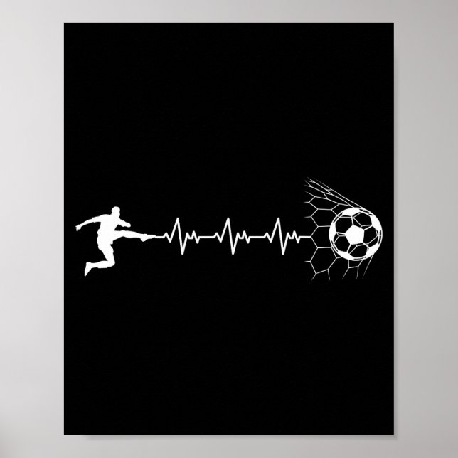 Poster Funny Soccer Player Heart Pulse Graphic Srt Footba (Frente)