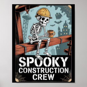 Poster Funny Soky Skeleton Trabalha na Construção do Dia 