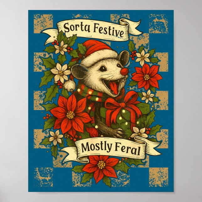 Poster Funny Sorta Festive Mostly Feral Ssum Christmas Os (Frente)