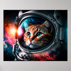 Poster Funny Space Cat Astronaut Kitty Galaxy Universe