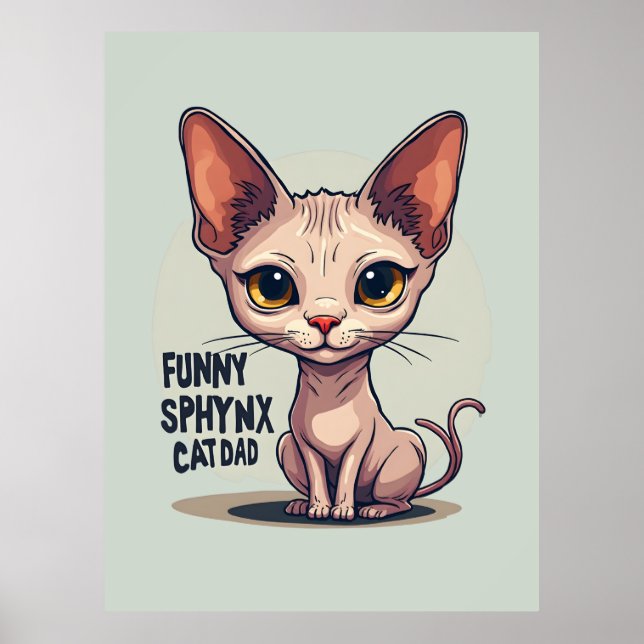 Poster Funny Sphynx Cat Dad Cartoon Art (Frente)