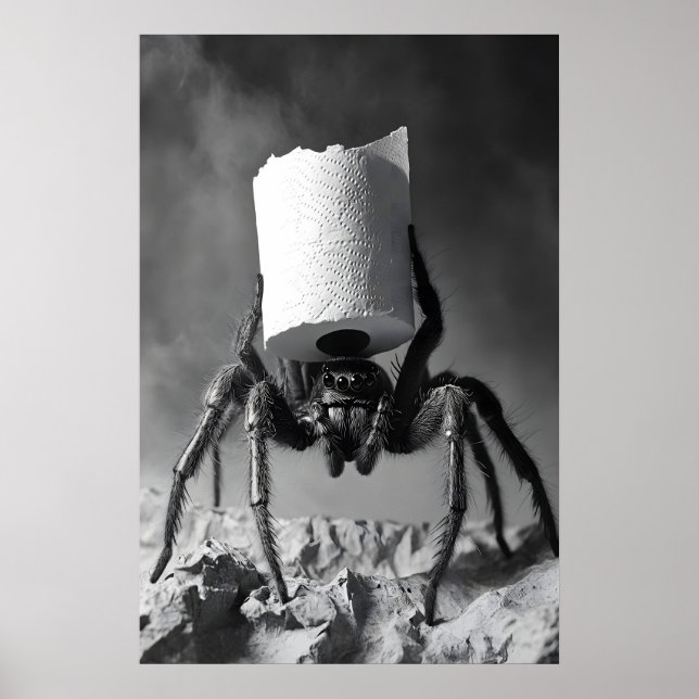 Poster Funny Spider Toilet Paper Roll Bathroom Art Print (Frente)