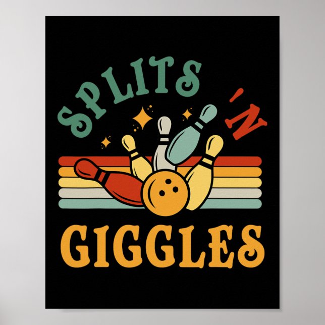 Poster Funny Splits n Giggles Bowling Team Men Women Bowl (Frente)
