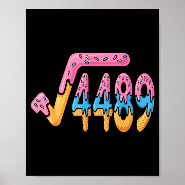 Poster Funny Square Root 4489 Funny 67 Math Ice Cream Mem (Frente)