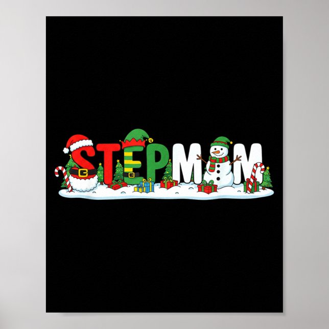 Poster Funny Stepmom Santa Elf Snowman Christmas Womens G (Frente)