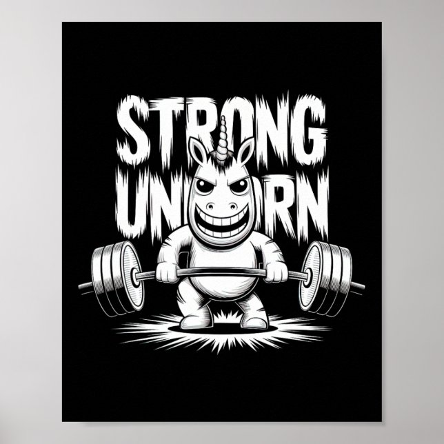 Poster Funny Strong Crucifix Levantando Unicórnio (Frente)