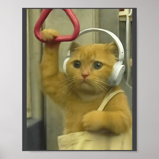 Poster Funny Subway Cat Meme Stud Brainrot Cats Humor Kit (Frente)
