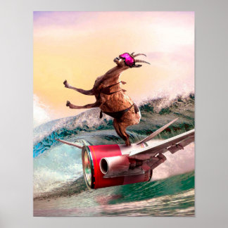 Poster Funny Surfing Goat