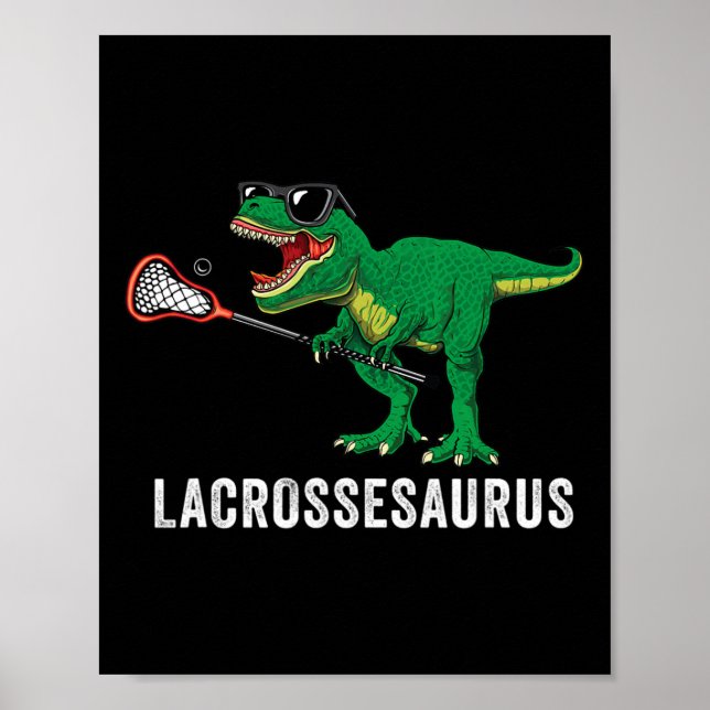 Poster Funny T Rex Lacrosse Dinosaur Lax Boys Lacrosse Te (Frente)