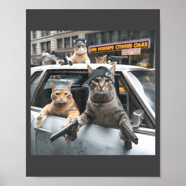 Poster Funny Tactical Cat Meme Military Style  (Frente)