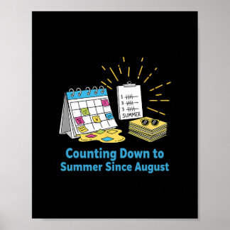 Poster Funny Teacher School Calendar Meme Summer Vacation