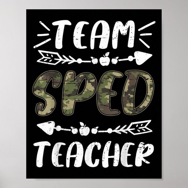 Poster Funny Team Sped Teacher Camo Teacher Student Back  (Frente)