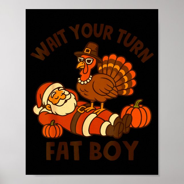Poster Funny Thanksgiving Christmas Turkey Vs Santa For M (Frente)