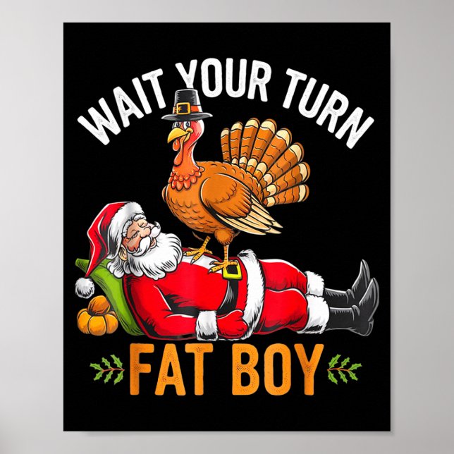 Poster Funny Thanksgiving Christmas Turkey Vs Santa For M (Frente)