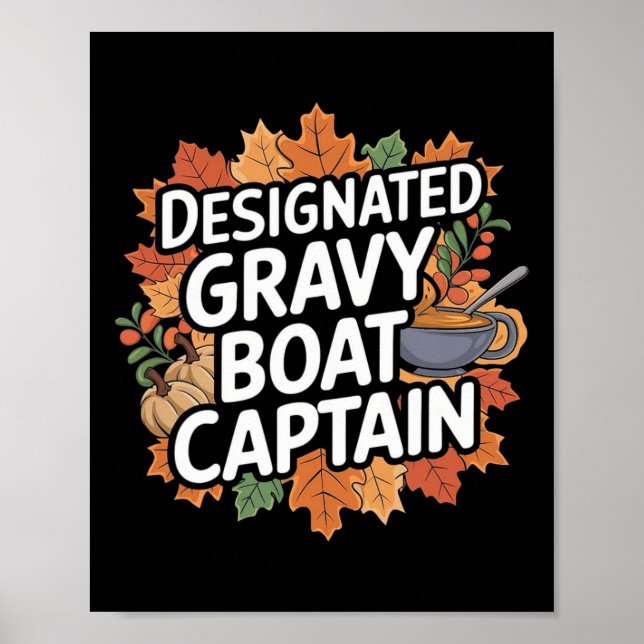 Poster Funny Thanksgiving Food - Gravy Boat Captain  (Frente)