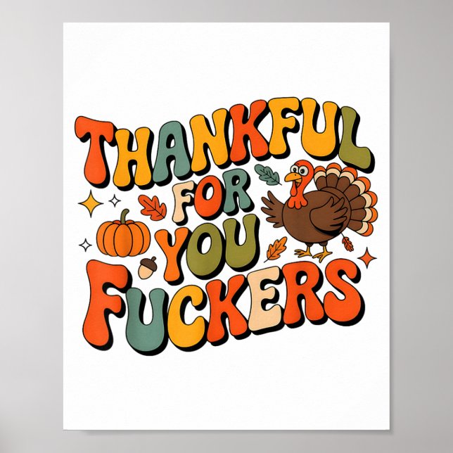 Poster Funny Thanksgiving Friendsgiving Thankful For You  (Frente)