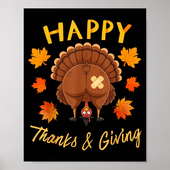 Poster Funny Thanksgiving Guess What Turkey Butt  (Frente)