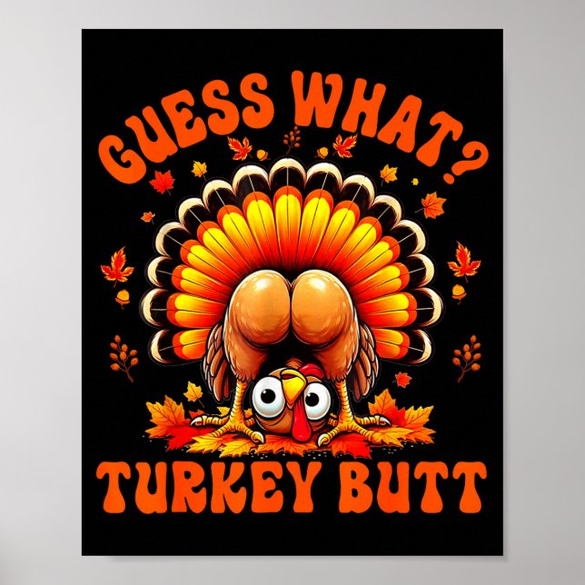 Poster Funny Thanksgiving Guess What Turkey Butt Couples  (Frente)