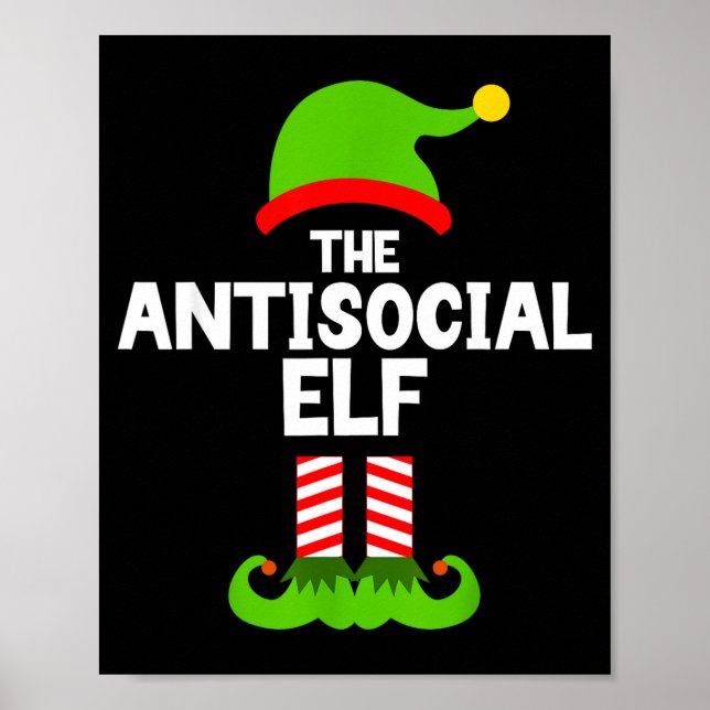 Poster Funny The Antisocial Elf Christmas Family Pajama A (Frente)