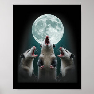 Poster Funny Three Possum Moon _ 3 Ogambm E Morto Moon
