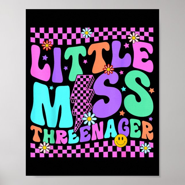 Poster Funny Threenager Happy 3rd Bday Party 3 Years Old  (Frente)