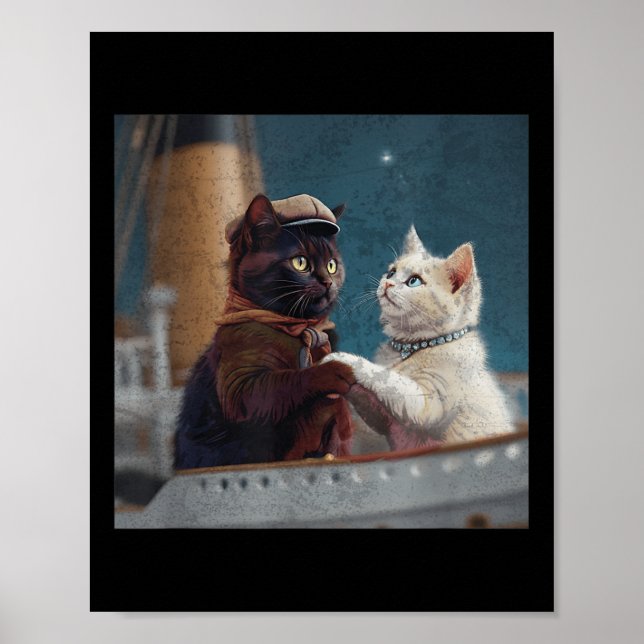 Poster Funny Titanic Movie Cat Meme Rms Cruise Ship Men W (Frente)