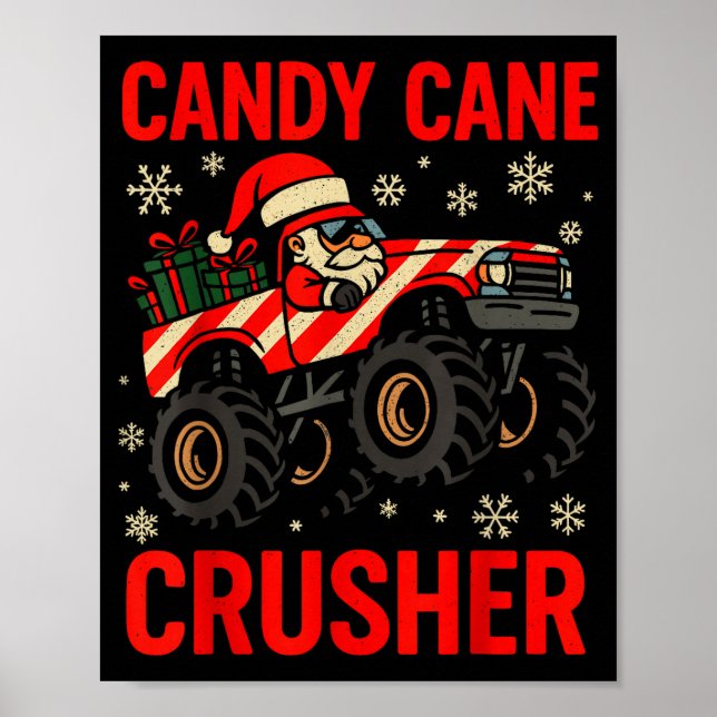 Poster Funny Toddler Christmas Pajamas, Monster Truck Can (Frente)