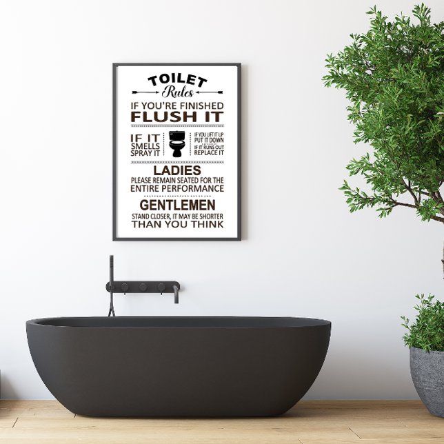 Poster Funny Toilet Rules Bathroom Restroom Humor (Funny toilet rules Bathroom Humor Poster)