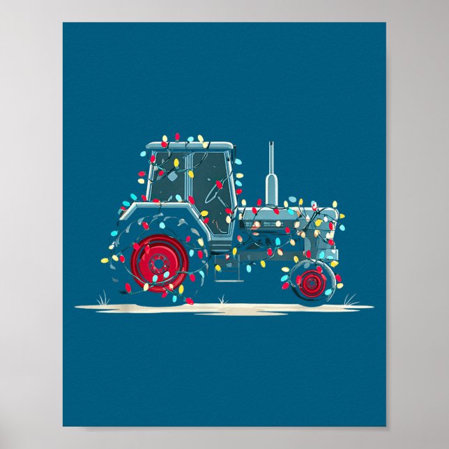 Poster Funny Tractor Christmas Graphics Lights Lover Farm (Frente)