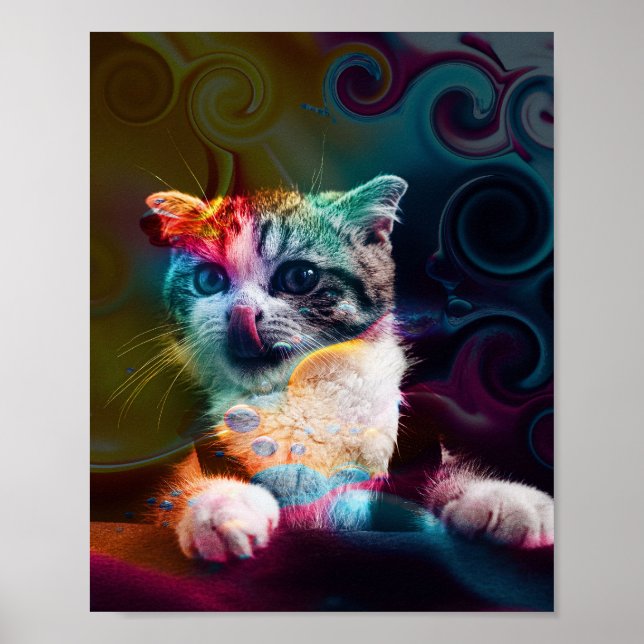 POSTER FUNNY TRENDY COLORFUL CAT ART (Frente)