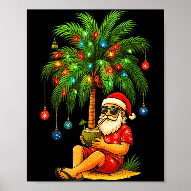 Poster Funny Trocal Santa Christmas Tree For Men Women Ki (Frente)